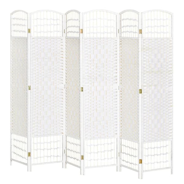 Rootz 6 -paneeli Sisä -näytön huonejakaja - Taitava osio - Poplar & Bamboo - Lisää yksityisyyden ja viehätys - 242L x 170H CM White