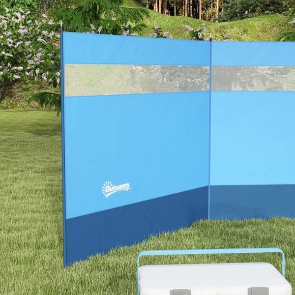 Rootz Mobile Foldble Camping Windbreak - Sekretessskärm - Vindskydd - enkel installation - 440 cm x 140 cm - Inkluderar bärväska och stålstänger