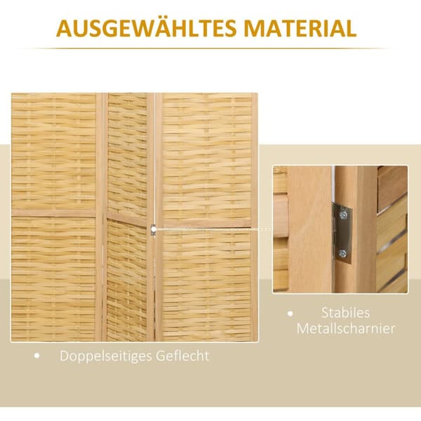 Rootz 4 -delt værelse Divider - Privatlivsskærm - Bambuspartition - Natural Style - Foldbar og rumbesparende - 160 cm x 170 cm