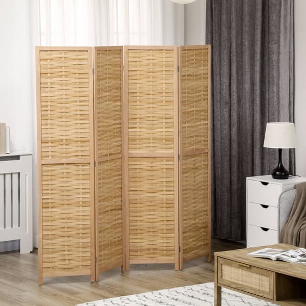 Rootz 4 -delt værelse Divider - Privatlivsskærm - Bambuspartition - Natural Style - Foldbar og rumbesparende - 160 cm x 170 cm