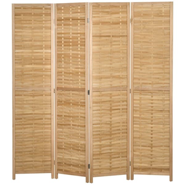 Rootz 4 -delt værelse Divider - Privatlivsskærm - Bambuspartition - Natural Style - Foldbar og rumbesparende - 160 cm x 170 cm