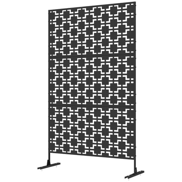 Rootzin koristeelliset metallituulet - Privacy Screen - Outdoor Divider - Moderni Design - 122 x 45 x 198 cm, musta