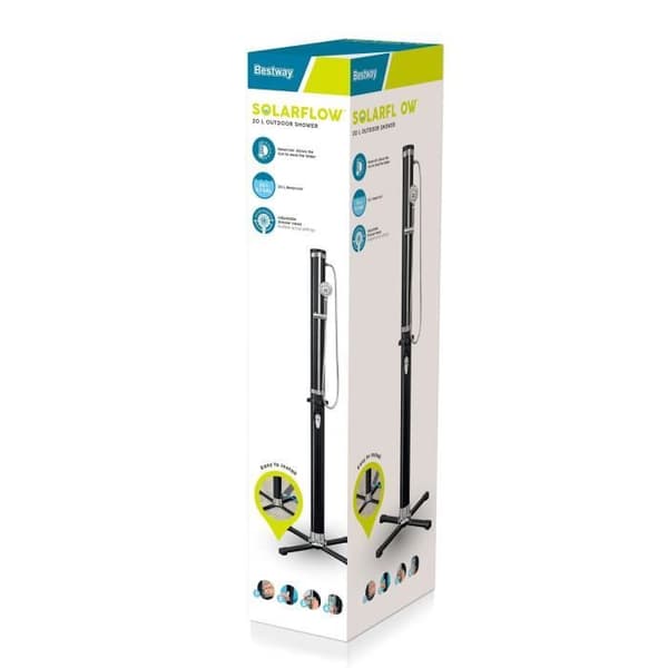 Solardusch - BESTWAY - SolarFlow - 20L - Rostfritt stål - Svart