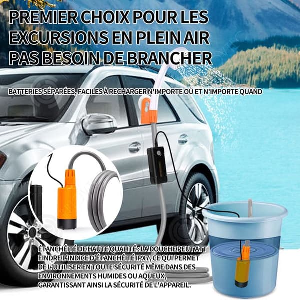INN Campingdusch 2200mah Bärbar utomhusduschdusch med vattenpump för vandring Camping Resor Strandhundbad