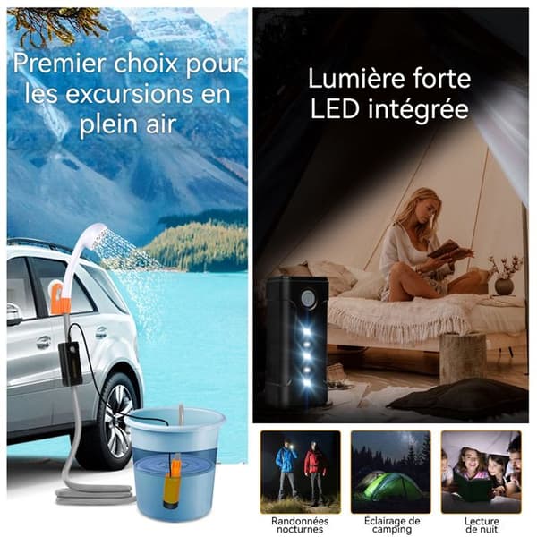 INN Campingdusch Bärbar Camping Eldusch USB Uppladdningsbart batteri 2200 mAh Utomhus enkeldusch urkopplad