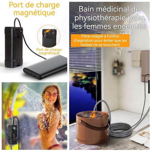 INN Campingdusch Bärbar Camping Eldusch USB Uppladdningsbart batteri 2200 mAh Utomhus enkeldusch urkopplad