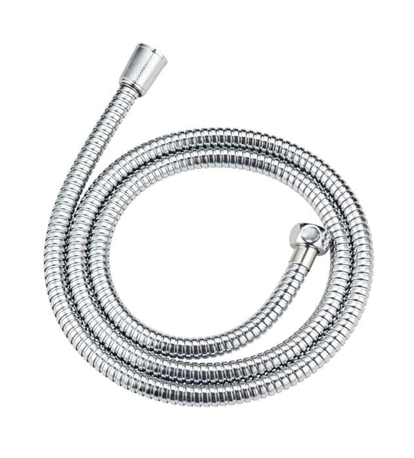 WENKO Duschset BASIC | Handdusch + 150 cm Slang i Rostfritt Stål | Duschhuvud med 5 Strålar & Kalkavvisande Munstycken | Kromat | Ø9,5 cm