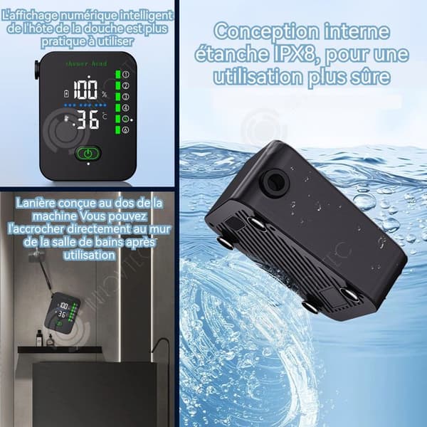 INN Campingdusch 10W vattenslang 2m Digitaldisplay smart duschvärd instickbar stark absorption av e
