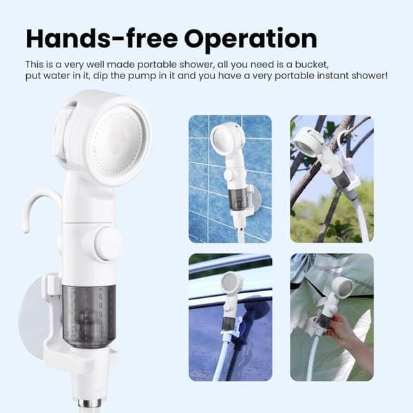 OBOSOE Portabel Campingdusch med USB-Laddning – Elektrisk Pump, Digital Display & Flera Sprutlägen