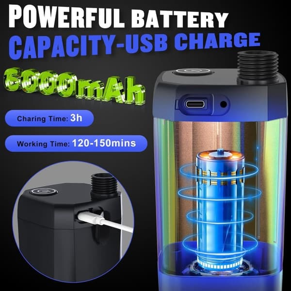Lollanda Bärbar campingdusch / Portabel Campingdusch – uppladdningsbar USB, 6000mAh, Vattentät, för camping och utomhusbruk
