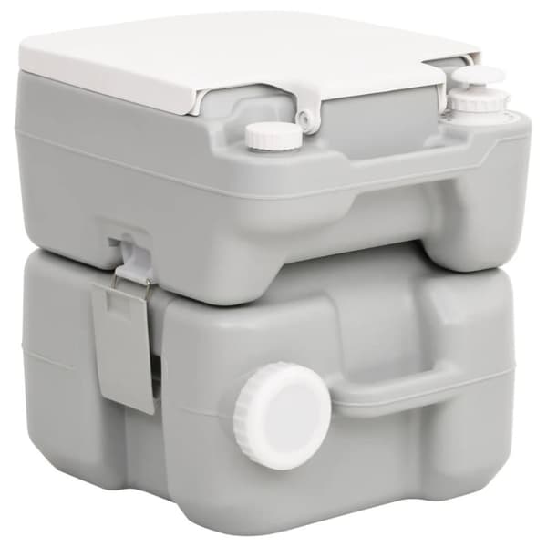 vidaXL transportabelt campingtoilet 20+10 l HDPE grå og hvid