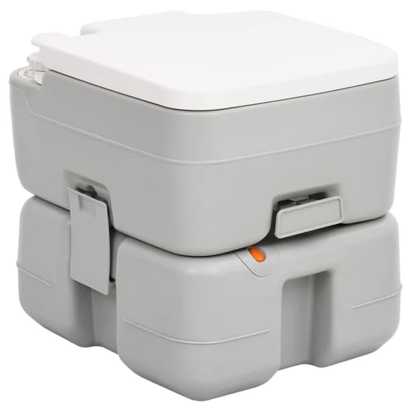 vidaXL transportabelt campingtoilet 15+10 l HDPE grå og hvid