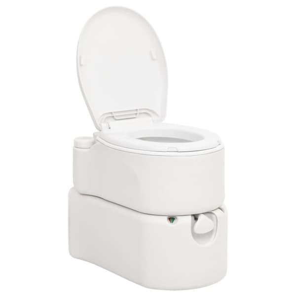 vidaXL Integrert campingtoalett hvit 24+17 L HDPE og emalje