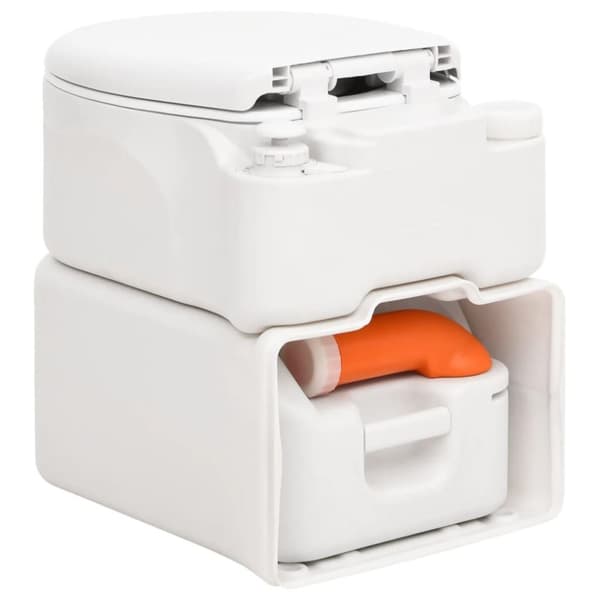 vidaXL Integrert campingtoalett hvit 24+17 L HDPE og emalje