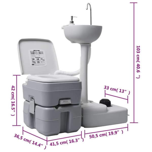 vidaXL transportabelt campingtoilet og håndvask med vandbeholder