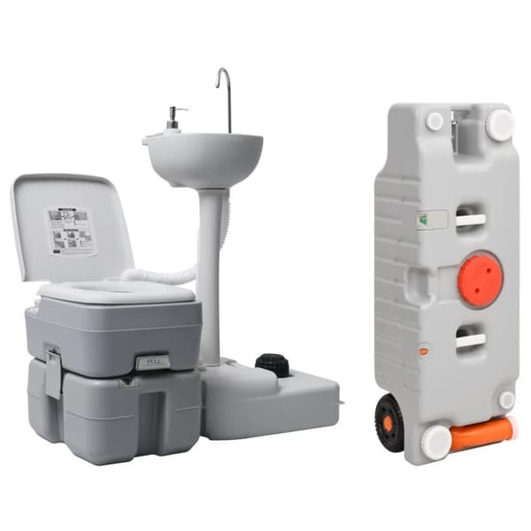 vidaXL transportabelt campingtoilet og håndvask med vandbeholder