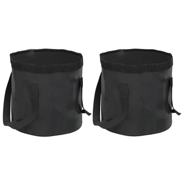 vidaXL Hopfällbara hinkar 2 st svart 20 L PVC