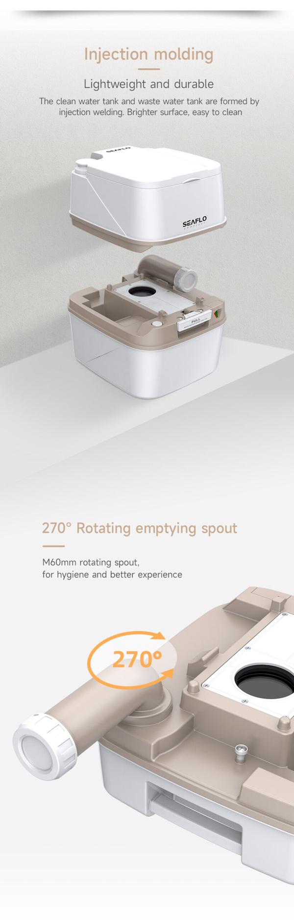 Portabel toalett / kemtoalett SEAFLO Multifunctional Injection Toilet, 18 liter