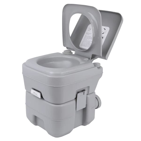 Bærbar Udendørs Toilet, 130 kg Belastningsevne, 20L Affaldstank,Lys grå