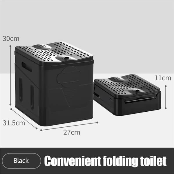 Sammenklappelig bærbar toilet, 300 kg belastningskapacitet, pladsbesparende design,Sort