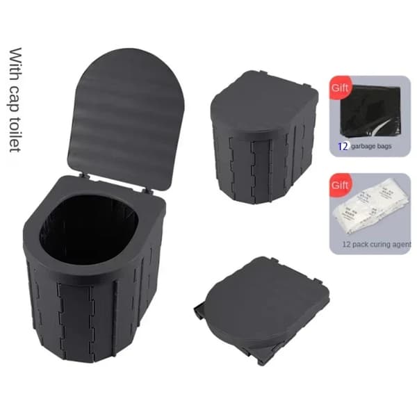 Biltur Toilet, Bærbar og Sammenklappelig Design, Inkluderer Affaldsposer og Behandlingsmidler,1STK3