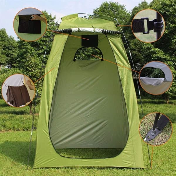 Pop-up Omklædningsrum, 120x120x190 cm, Udendørs Omklædningsrum med Inderlomme- Foldbar - Pop-up Design-Stående - Camping