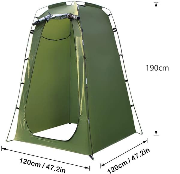 Pop-up Omklædningsrum, 120x120x190 cm, Udendørs Omklædningsrum med Inderlomme- Foldbar - Pop-up Design-Stående - Camping