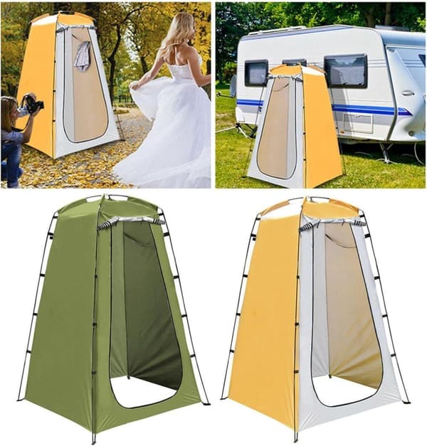 Pop-up Omklædningsrum, 120x120x190 cm, Udendørs Omklædningsrum med Inderlomme- Foldbar - Pop-up Design-Stående - Camping