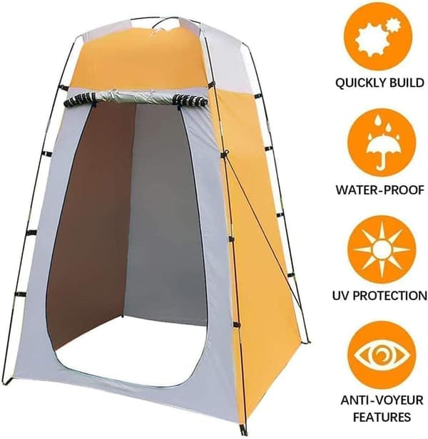Pop-up Omklædningsrum, 120x120x190 cm, Udendørs Omklædningsrum med Inderlomme- Foldbar - Pop-up Design-Stående - Camping