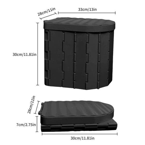 Multifunktionel Camping Sammenklappelig Toilet, Innovativ Sammenklappelig Design, Maksimal Belastning 400 lbs,sort