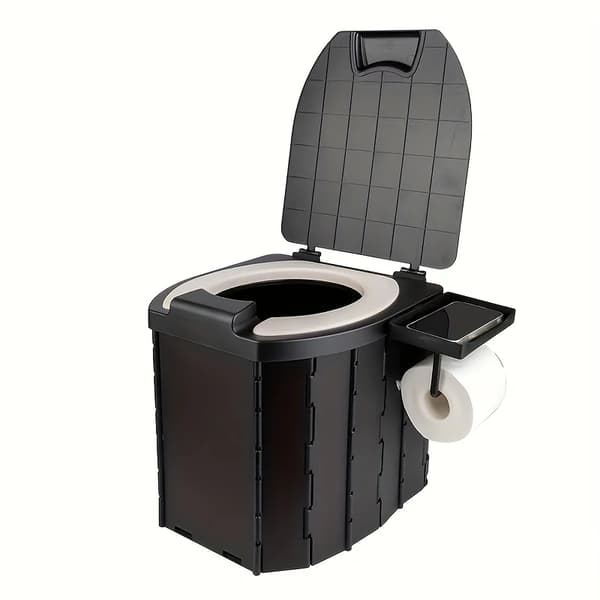 Bärbar Fälltoalett, Hög Viktkapacitet, Ergonomisk Design,Svart