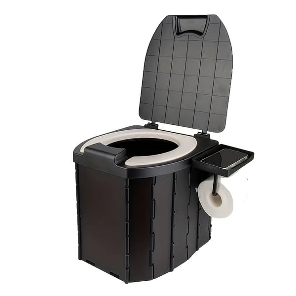 Bärbar Fälltoalett, Hög Viktkapacitet, Ergonomisk Design,Svart