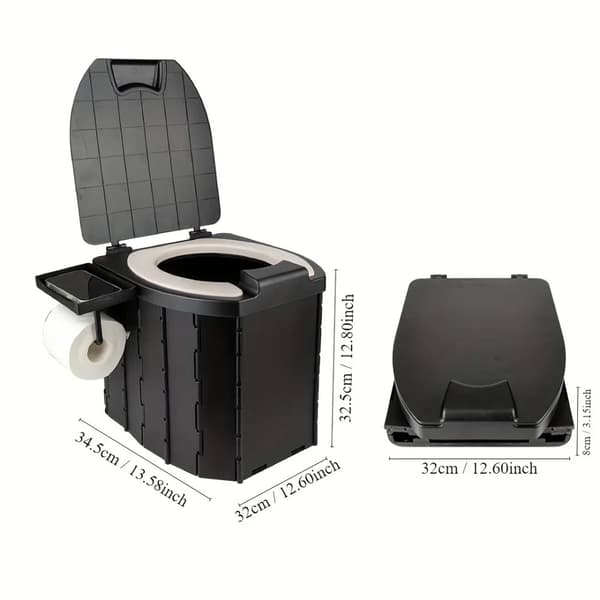 Bærbar Sammenklappelig Toilet, Automatisk Spuling, Behagelig,PU pude