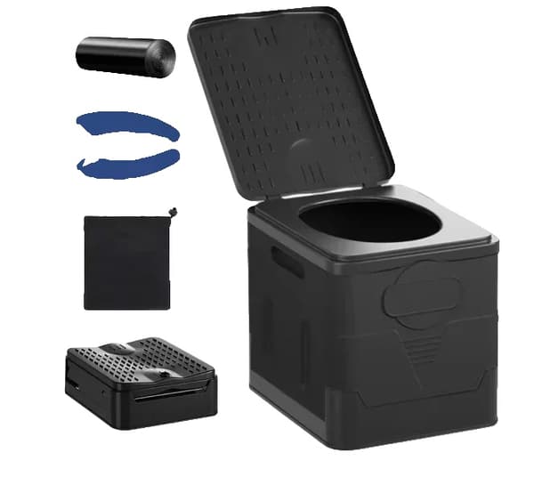 Kannettava taitettava WC, sykloninen huuhtelumenetelmä, PVC-materiaali, useita värivaihtoehtoja,musta 1