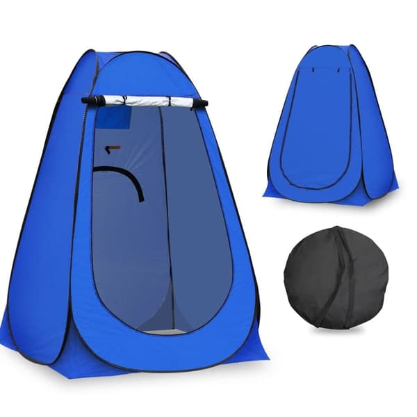 Lollanda Pop-up Telt Omklædningsrum – Stående Campingtelt til bad, toilet eller omklædning, Vandtæt og Bærbart Strandtelt Blå 150 cm x 150 cm x 190 cm