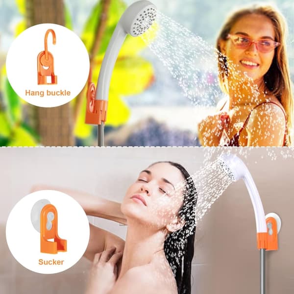 Portabel Campingdusch med Uppladdningsbar Elektrisk Pump för Strand, Camping, Trädgård och Vandring