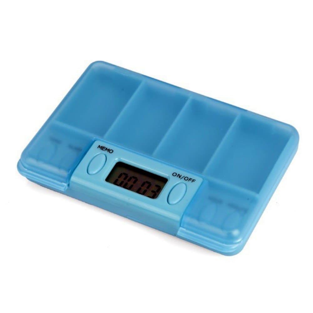 4 Grids Pill Box Medicine Organizer Pill Reminder Timer 4 Beeping Alarm Clock