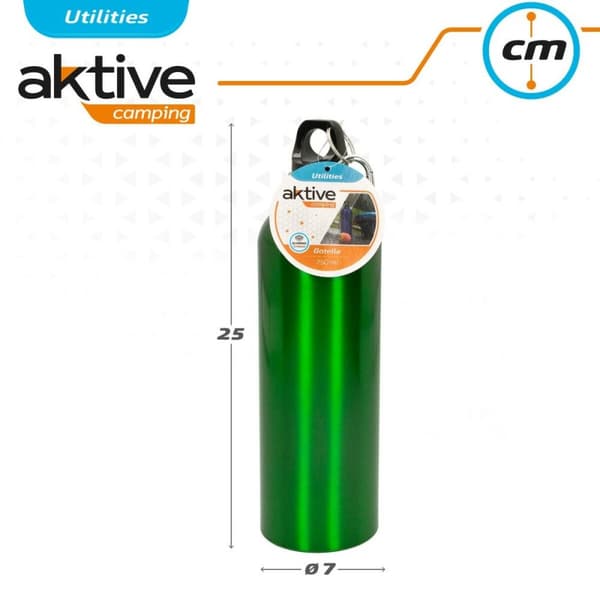 Vandflaske Aktive 750 ml Snap-krog Aluminium 7 x 25 x 7 cm (24 enheder)