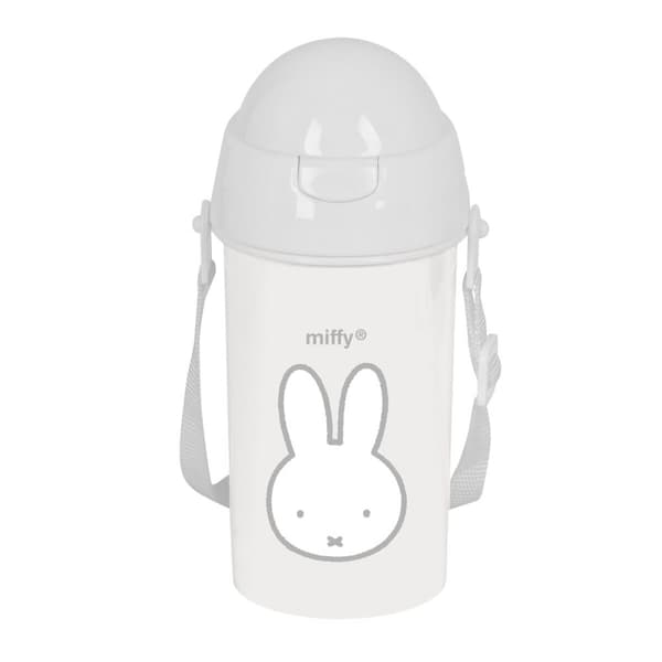 Flaske med låg og sugerør Miffy Niebla Grå PVC 500 ml