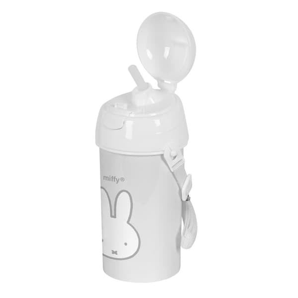 Flaske med låg og sugerør Miffy Niebla Grå PVC 500 ml