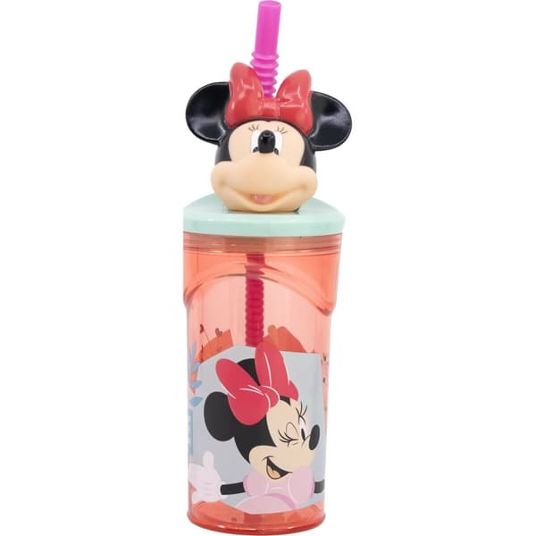 Kop med Sugerør Minnie Mouse CZ11337 Pink 360 ml 3D