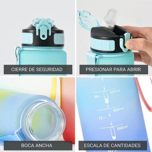 Flaska med lock och sugrör Bewinner Multicolour 600 ml