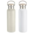 Miniatyrbilde 1 av 3: Varmeflaske Home ESPRIT Hvit Beige Naturell Bambus Rustfritt stål 500 ml (2 enheter)