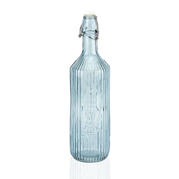 Vandflaske Versa Blå Glas Aluminium 1 L 8,1 x 31,5 x 8,1 cm