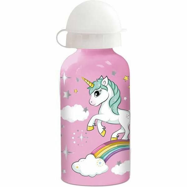 Vattenflaska Stor Unicorn Rainbow Silikon Aluminium 400 ml