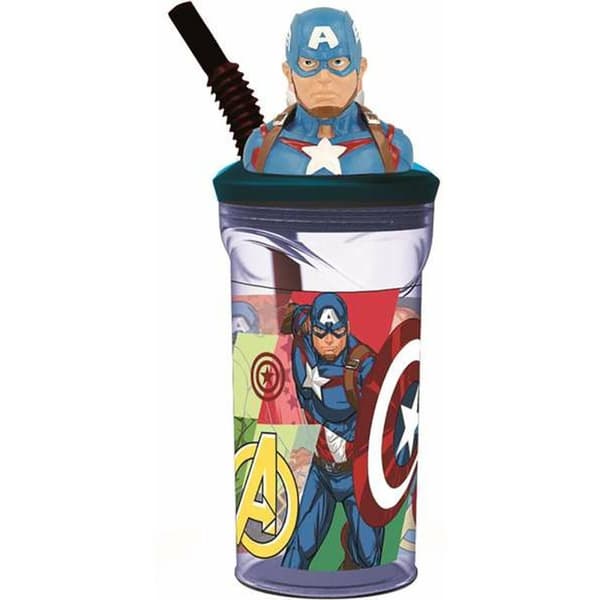 Kop med Sugerør The Avengers Seven Wonders Captain America 360 ml