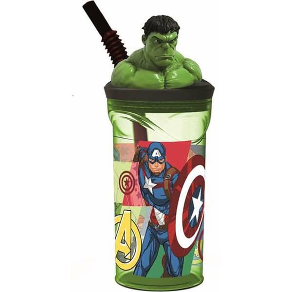 Glasset med Sugerør The Avengers Seven Wonders Hulk 360 ml