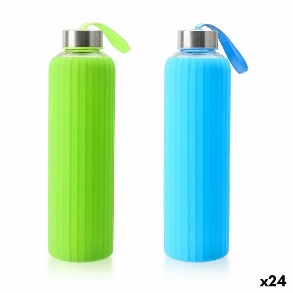 Vandflaske Bewinner Glas Silikone 600 ml (24 enheder)