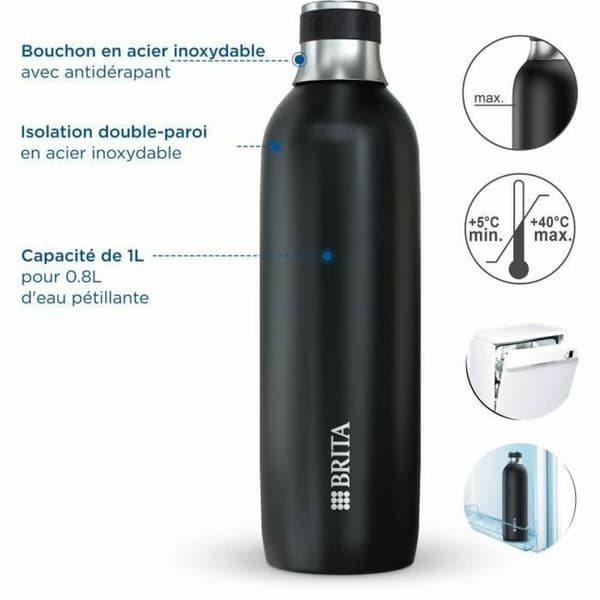 Termos Brita 1046734 Musta Hopeinen Ruostumaton teräs 1 L