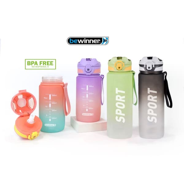 Vandflaske Bewinner Multifarvet 600 ml 7,4 x 7,4 x 19 cm (12 enheder)